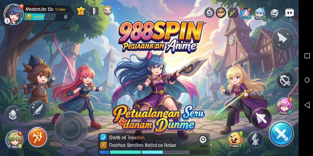Screenshot menunjukkan aksi seru dalam game Anime 988SPIN.