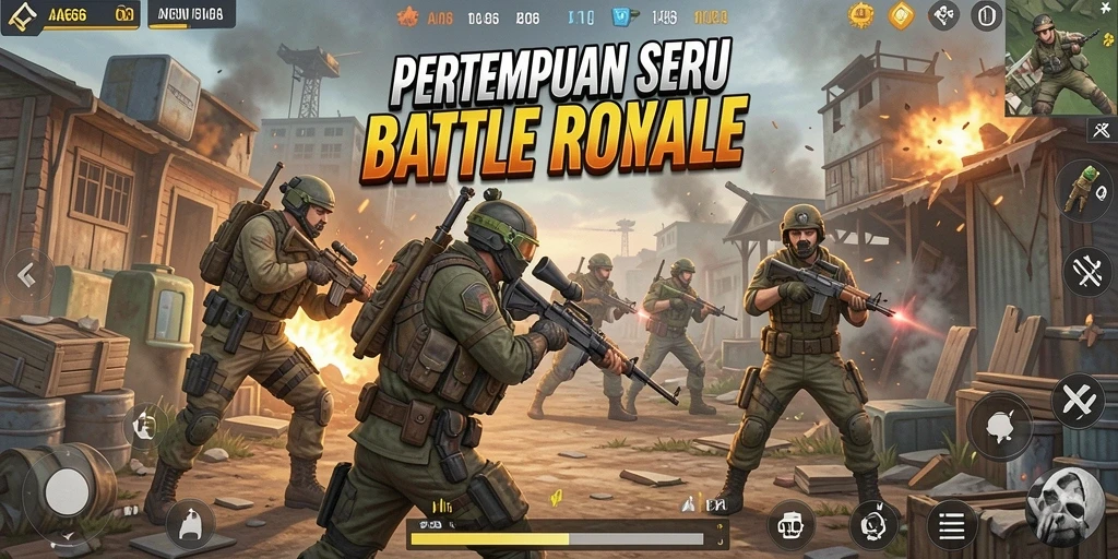 Tampilan pertempuran seru dalam game Battle Royale AA666.