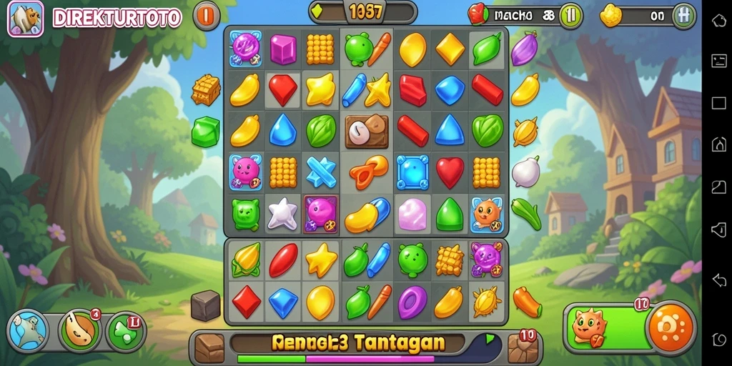 Tampilan gameplay menarik dari DIREKTURTOTO saat mencocokkan permata.
