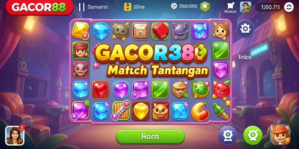 Screenshot menunjukkan gameplay seru di GACOR88 dengan berbagai level match-3.