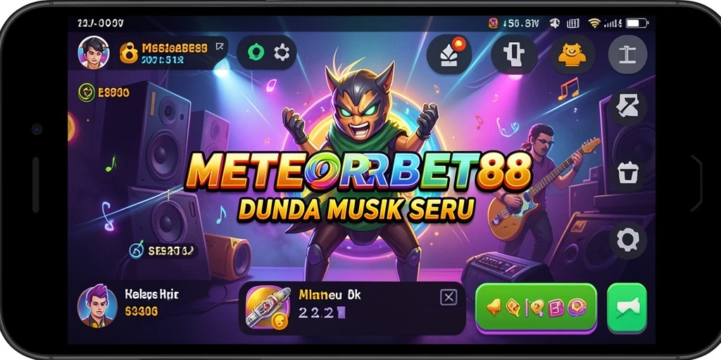 Tampilan seru gameplay METEORBET88 dengan musik latar yang energik.