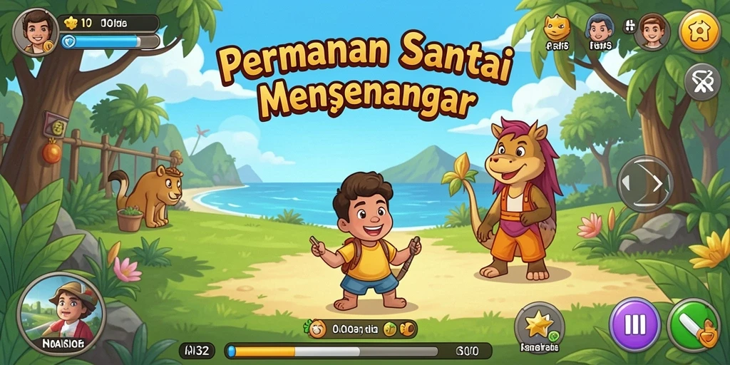 Tampilan gameplay N32 yang ceria dan menarik.