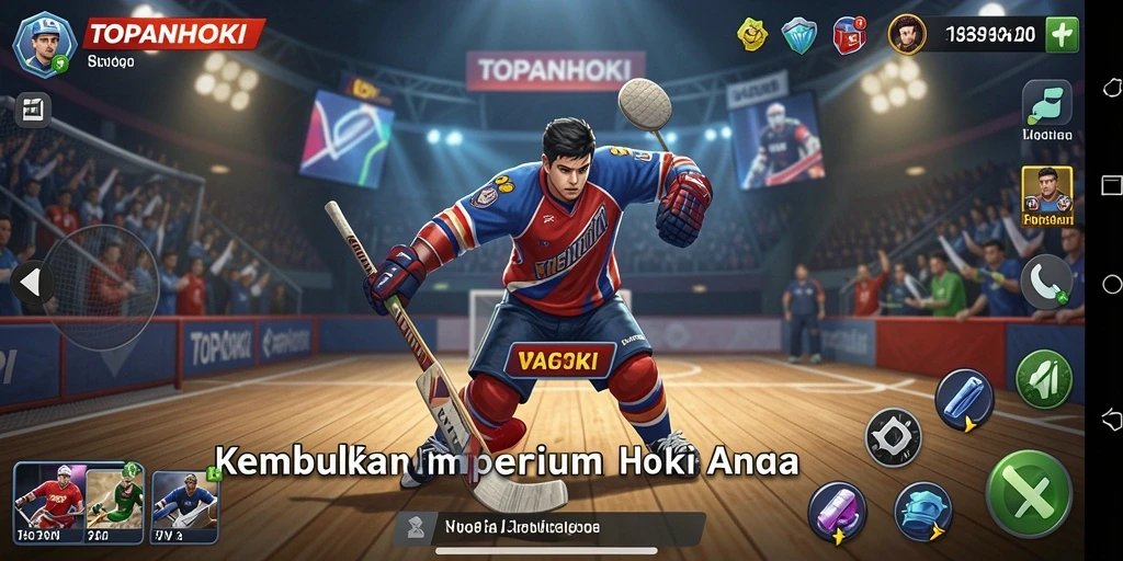 Screenshot gameplay menarik dari TOPANHOKI yang menampilkan aksi tim hoki.