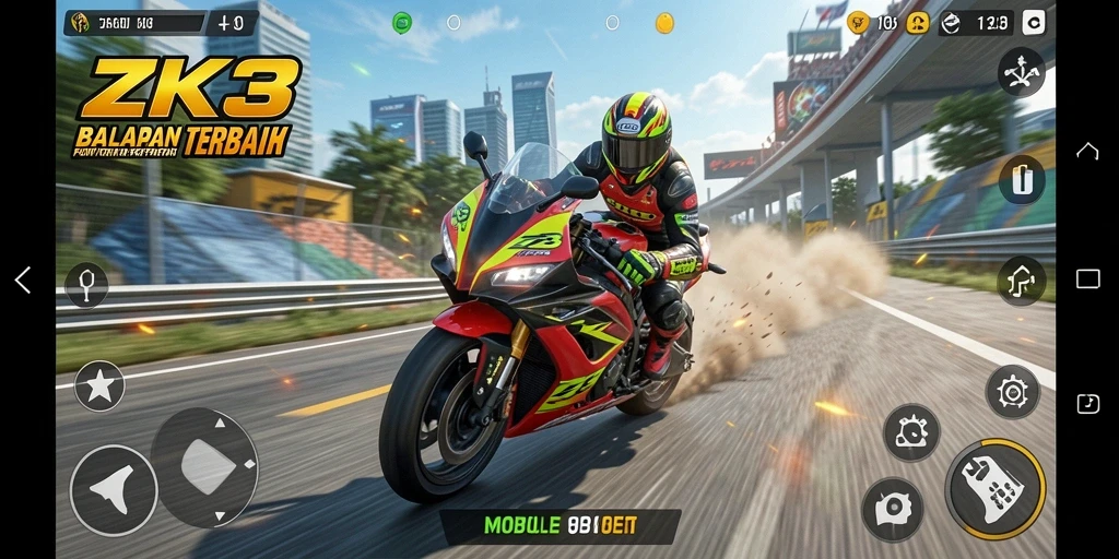 Gameplay seru balapan motor dengan grafik menakjubkan.
